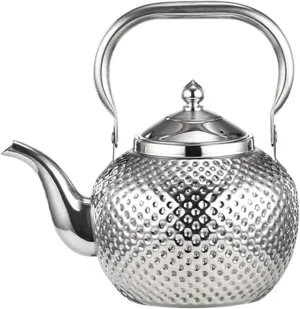 SANQIAHOME 1500ml teapot with Infuser stainless steel Water Boilers lifting handle Tea Maker Water Kettle for Induction/Gas silver