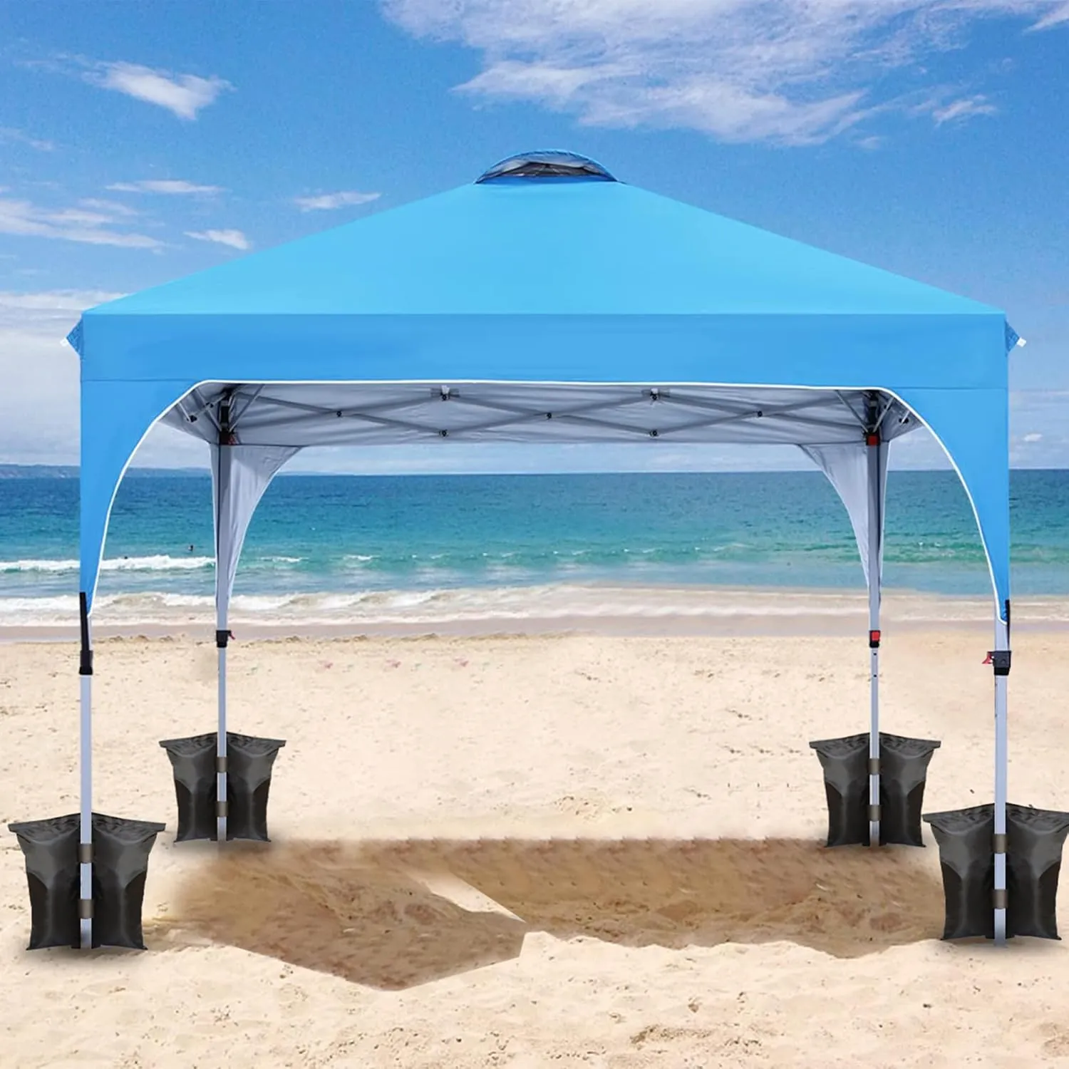 SANWAY Sand Bags for Canopy Weights 448 LBS Gazebo Tent Sand Bags, 8 pcs-Pack (Black)