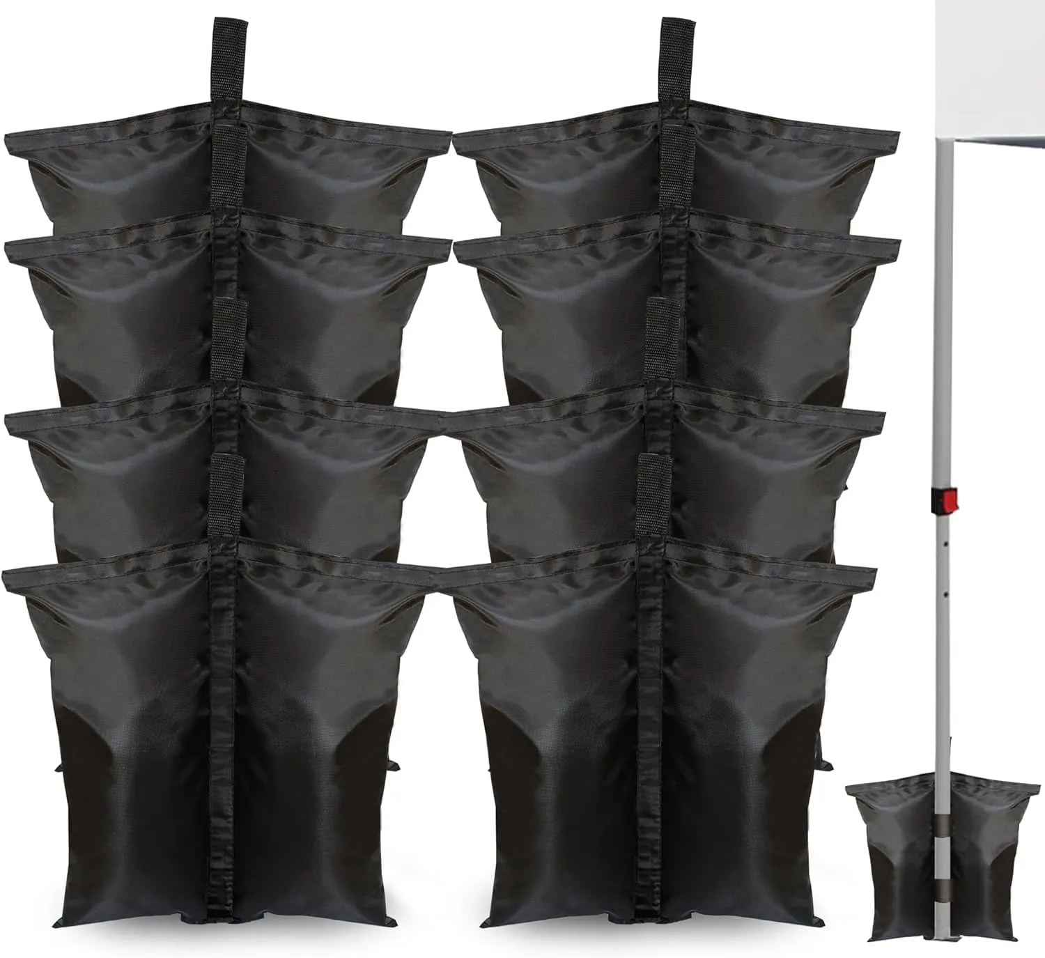 SANWAY Sand Bags for Canopy Weights 448 LBS Gazebo Tent Sand Bags, 8 pcs-Pack (Black)