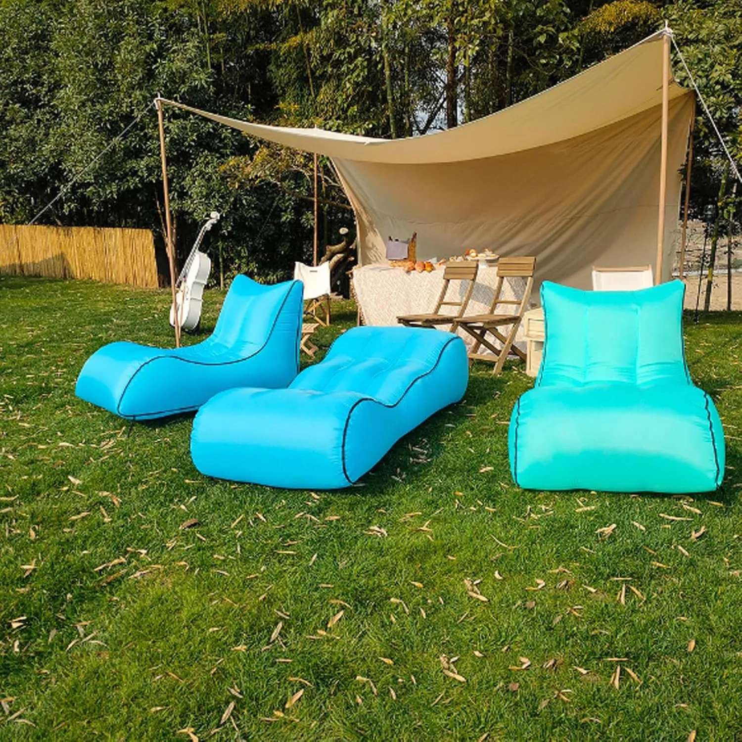 Self-Inflating Sofa,Inflatable Lounger Air Sofa Chair,Portable Waterproof Couch for Hiking, Picnics, Outdoor Use,Foldable Chaise Lounges,Detachable Multi-use Air Pump,Easy to Set Up (Green)