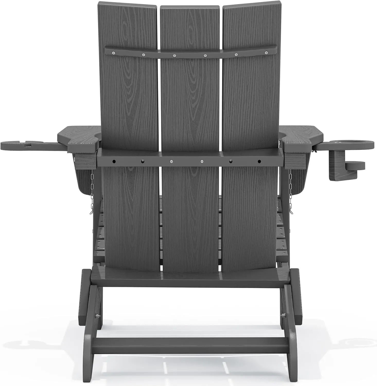 SERWALL Modern Outdoor HDPE Adirondack Chair, Folding with Cup Holders, All Weather Resistant, Gray