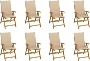 Sillas De Patio Camping Chairs Patio Chairs Lounge Chair - Folding Patio Chairs with Cushions 8 pcs Solid Acacia Wood for Outside Garden Park Beaches