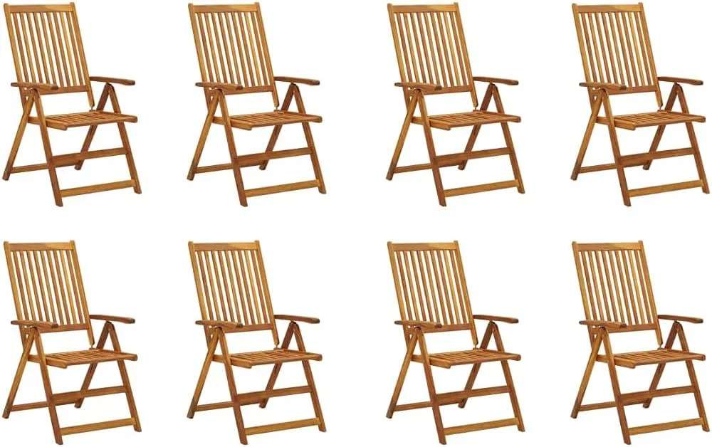 Sillas De Patio Camping Chairs Patio Chairs Lounge Chair - Folding Patio Chairs with Cushions 8 pcs Solid Acacia Wood for Outside Garden Park Beaches