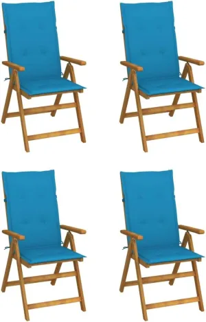 Sillas De Patio Camping Chairs Patio Chairs Lounge Chair - Patio Reclining Chairs 4 pcs with Cushions Solid Acacia Wood for Outside Garden Park Beaches
