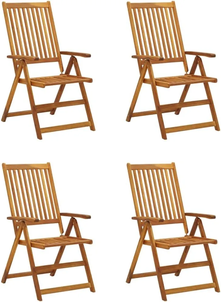 Sillas De Patio Camping Chairs Patio Chairs Lounge Chair - Patio Reclining Chairs 4 pcs with Cushions Solid Acacia Wood for Outside Garden Park Beaches