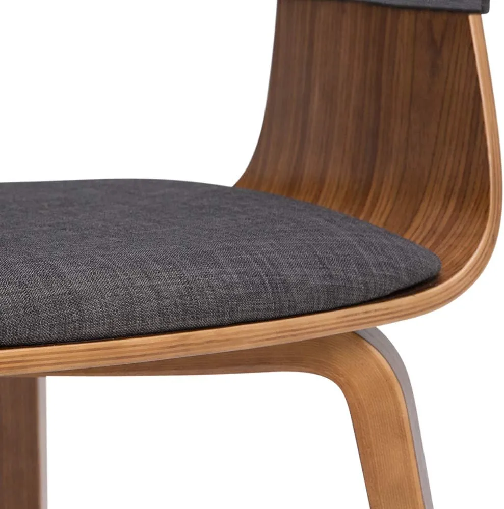 SIMPLIHOME Lowell Dining Chairs - Upholstered Walnut Finish Bentwood Frame and Linen-Style Fabric Kitchen Chair in Charcoal Grey, Modern Dining Room Seating with Curved Back and Padded Seat