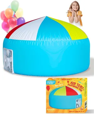 Skywin Inflatable Tent for Kids (Camo Dark Grey), Inflatable Air Tent for Kids Sets Up and Stores Away in Seconds, Improved Blow up Fort (Fan NOT Included) (Beach Ball Blue)
