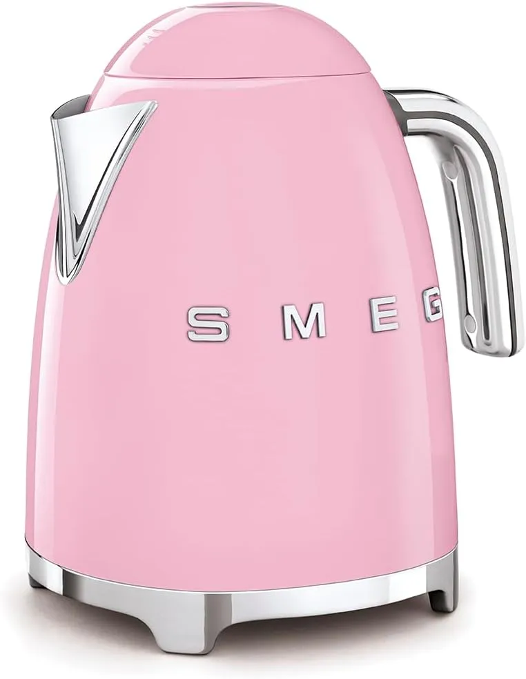 SMEG 50's Retro Style Electric Water Kettle with Automatic Shutoff, Removable Base, and Water Indicator, KLF03PKUS, Pink