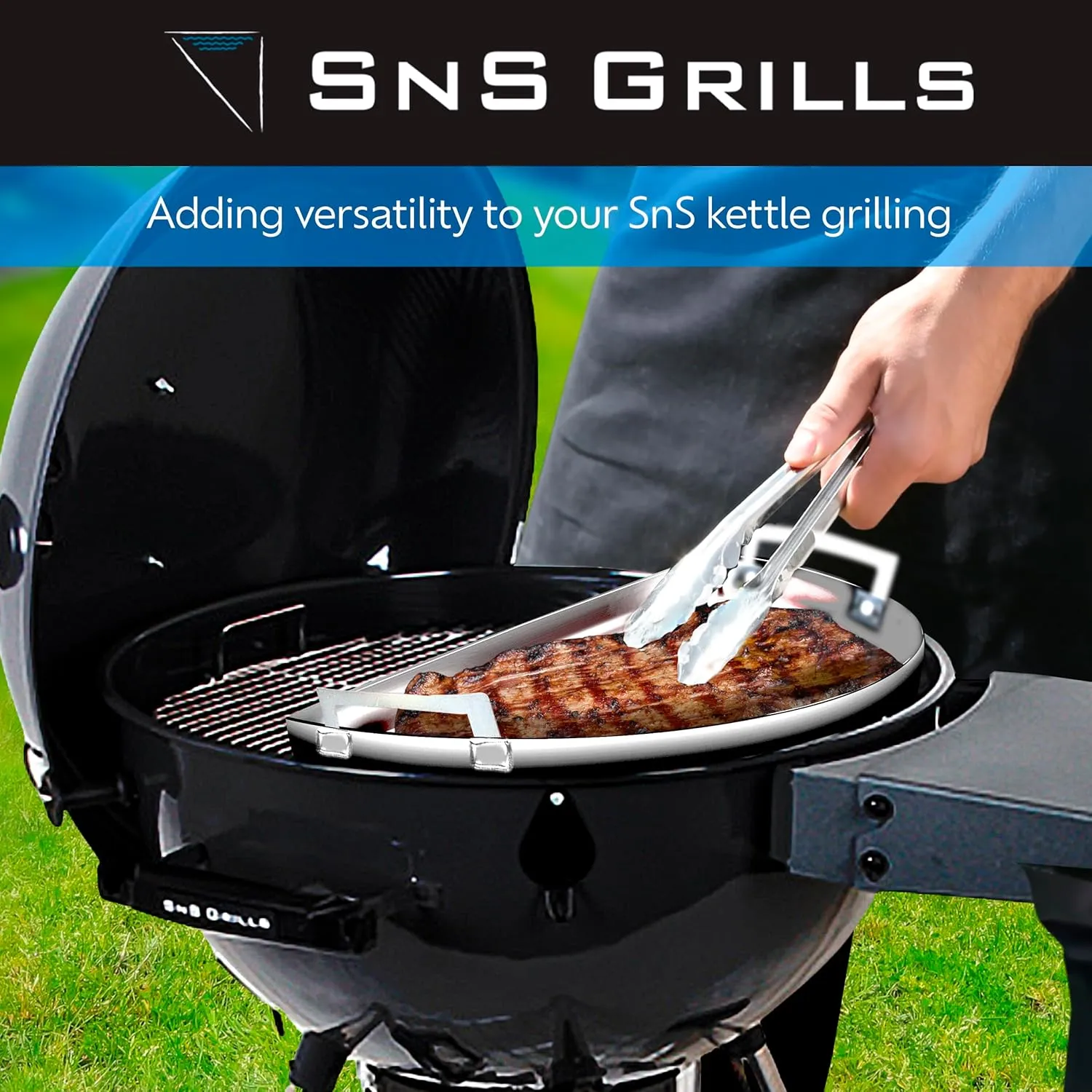 SnS Grills Slow ‘N Sear Mini Drip Pan - Stainless Steel Grilling Accessory for 18" Weber Kettle & Other Kettle Grills, Perfect for BBQ, Baking, and Broiling