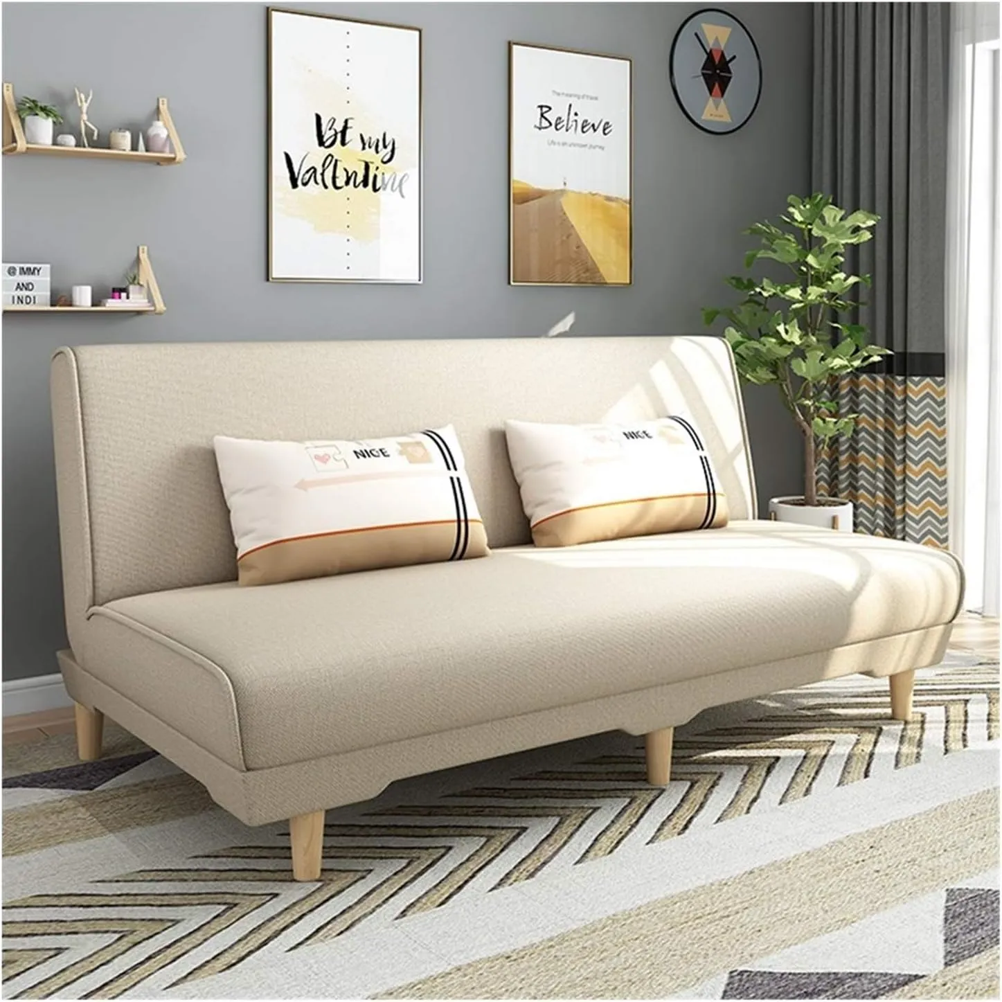Sofa Bed, Small Room Apartment Folding Guest Bed, Dual-Purpose Foldable Sofa Bed, Multi-Functional Adjustable Recliner, Couch Bed Sofa Pull Out for Kids (Size : 47in) ()