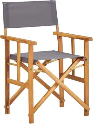 Solid Acacia Wood Director's Chair Foldable Outdoor Furniture with Dark Gray Fabric, Brown Frame 21.7x22x34.6 Inch for Camping Beach Patio Lawn and Poolside