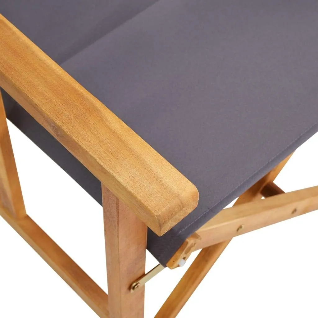 Solid Acacia Wood Director's Chair Foldable Outdoor Furniture with Dark Gray Fabric, Brown Frame 21.7x22x34.6 Inch for Camping Beach Patio Lawn and Poolside