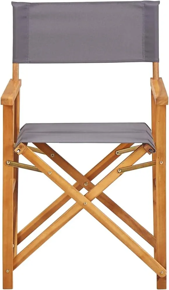 Solid Acacia Wood Director's Chair Foldable Outdoor Furniture with Dark Gray Fabric, Brown Frame 21.7x22x34.6 Inch for Camping Beach Patio Lawn and Poolside