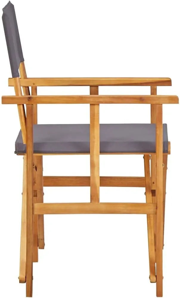 Solid Acacia Wood Director's Chair Foldable Outdoor Furniture with Dark Gray Fabric, Brown Frame 21.7x22x34.6 Inch for Camping Beach Patio Lawn and Poolside