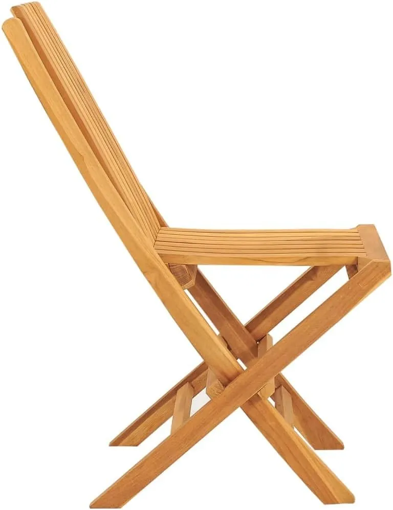 Solid Teak Wood Folding Patio Chairs 2-Pack 18.5x18.5x35 Outdoor Furniture Foldable Seating with Slatted Design for Garden Poolside Beach Camping