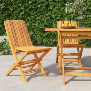 Solid Teak Wood Folding Patio Chairs 2-Pack 18.5x18.5x35 Outdoor Furniture Foldable Seating with Slatted Design for Garden Poolside Beach Camping