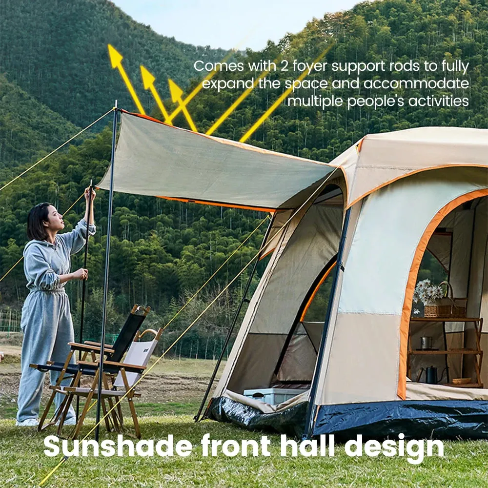 Sonuto Camping Family Tent - 3-12 Person Double Layers Oversize Tent with 2 Rooms, Thickened Rainproof Outdoor Camp Tour Equipment