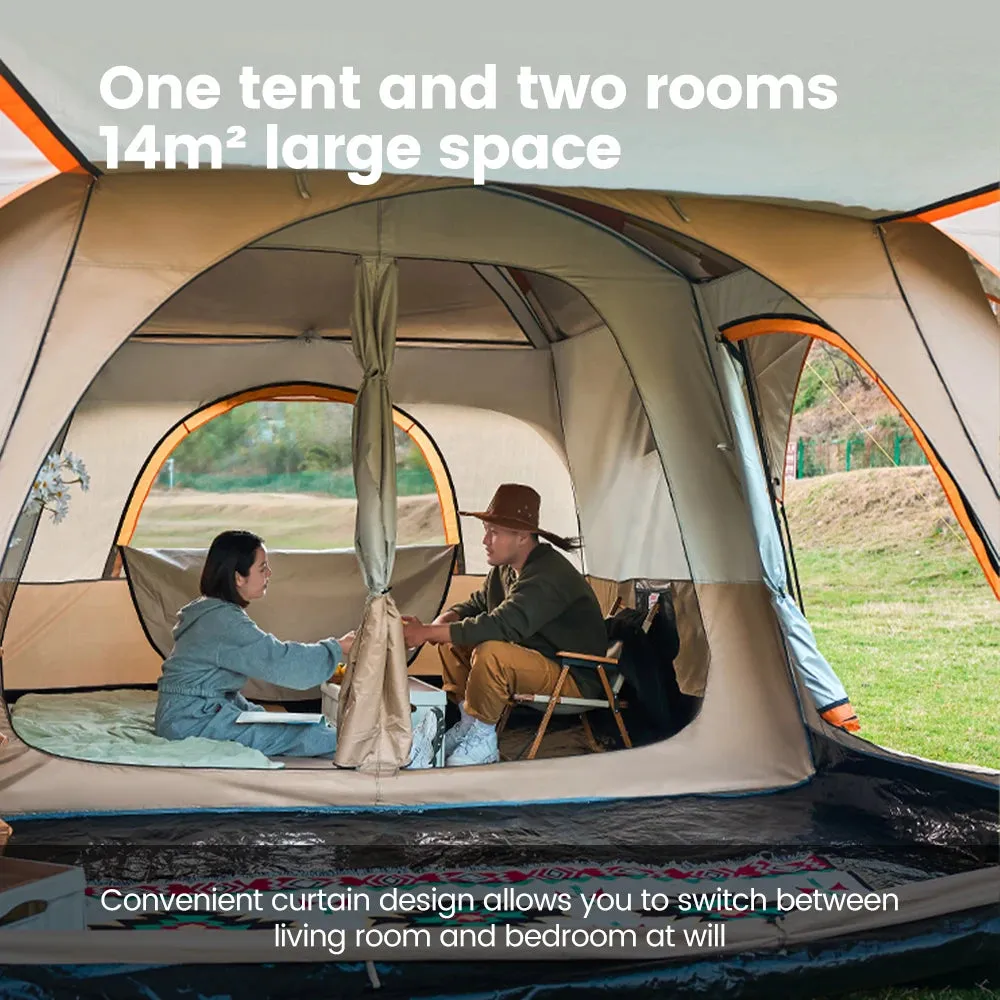 Sonuto Camping Family Tent - 3-12 Person Double Layers Oversize Tent with 2 Rooms, Thickened Rainproof Outdoor Camp Tour Equipment
