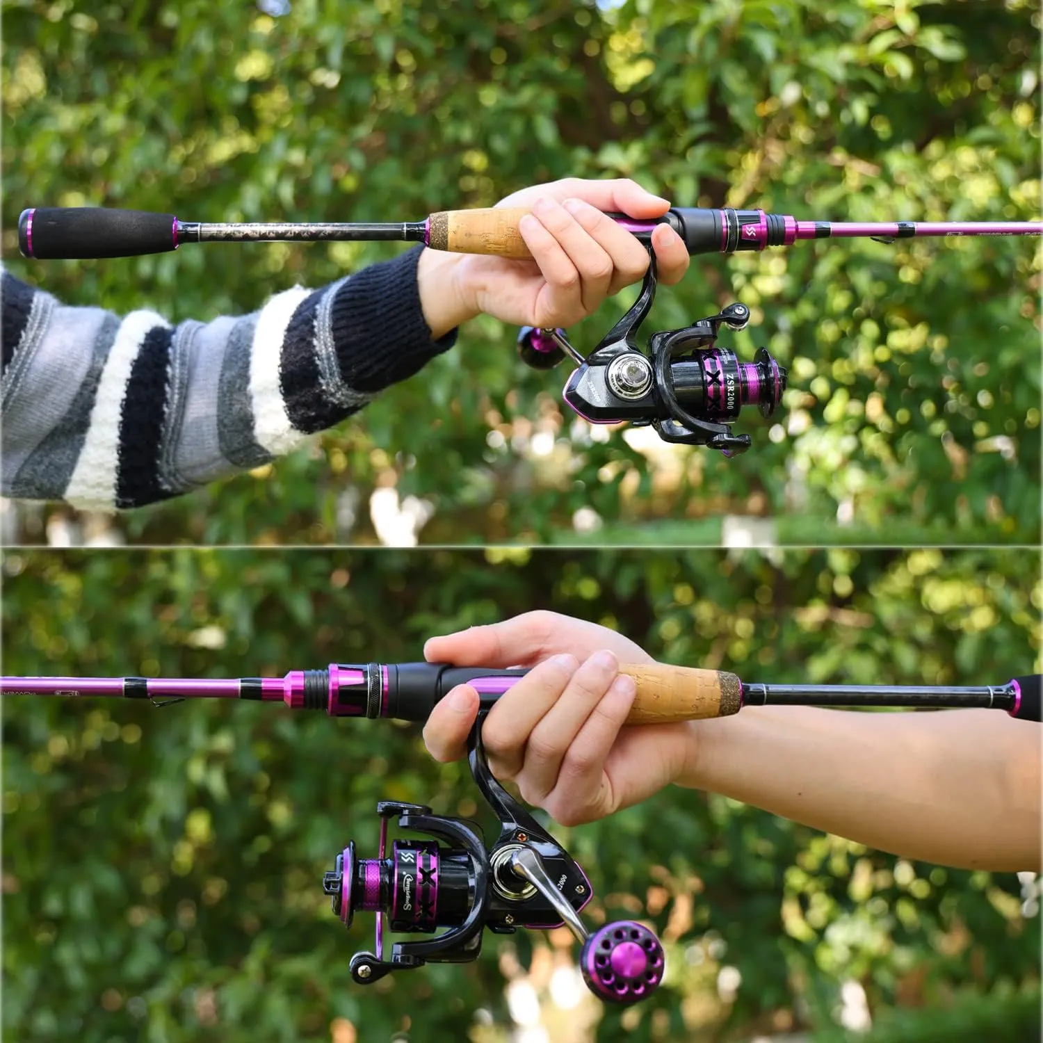 Sougayilang Fishing Pole, 30-Ton Carbon Fiber Fishing Rod and Reel Combo, 2 Pcs Blanks Spinning Reel Combos