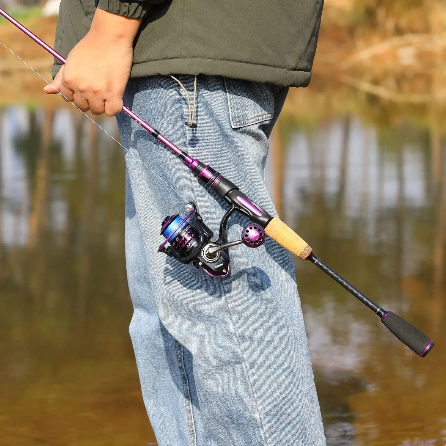 Sougayilang Fishing Pole, 30-Ton Carbon Fiber Fishing Rod and Reel Combo, 2 Pcs Blanks Spinning Reel Combos