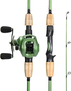 Sougayilang Fishing Rod Reel Combos, Graphite 2Pc Blanks Fishing Pole with Casting & Spinning Reel, Stainless Steel Guides
