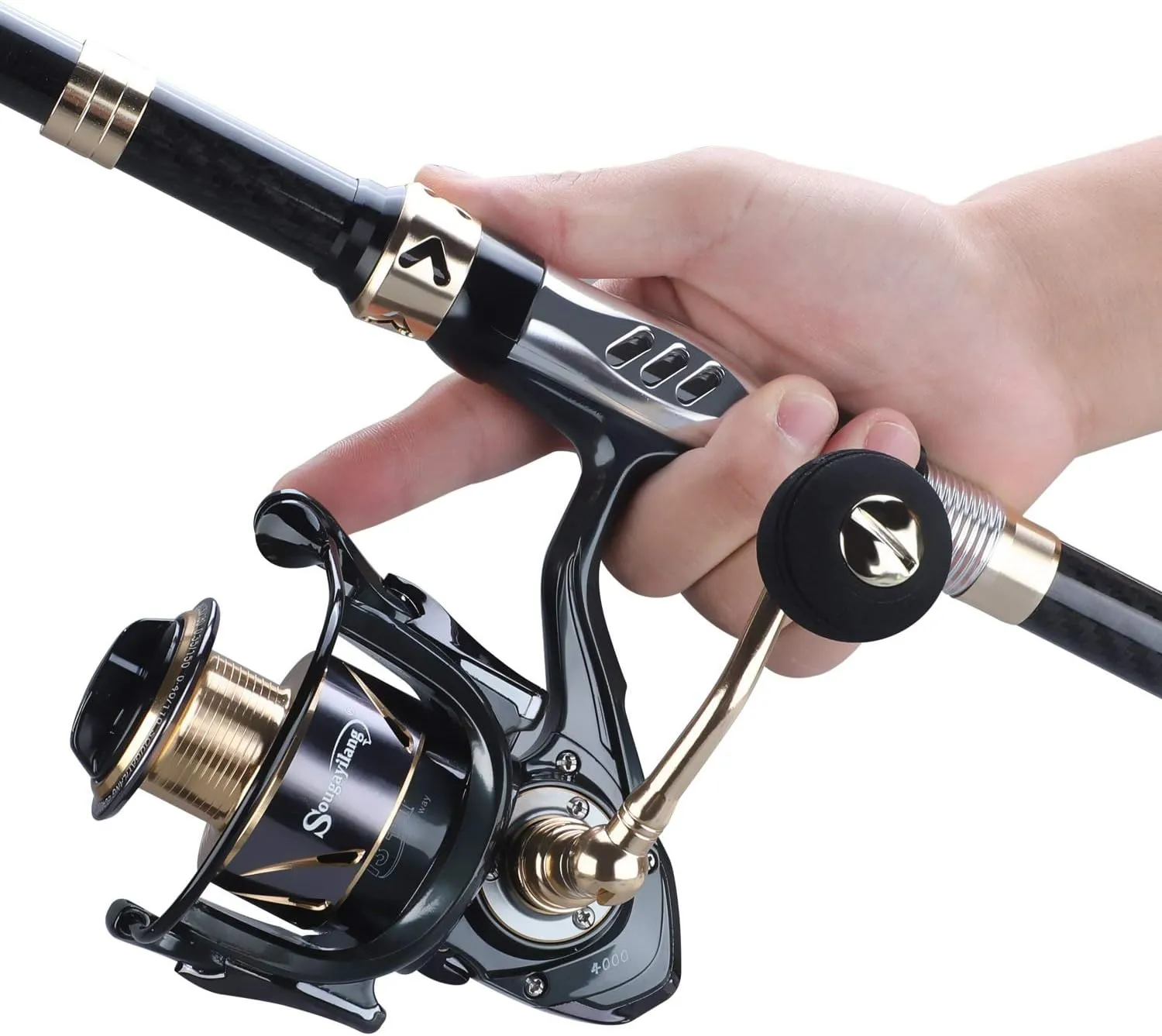 Sougayilang Telescopic Fishing Rod and Reel Combos Full Kit, Carbon Fiber Fishing Pole, 13  1 Shielded Bearings Stainless Steel BB Spinning Reel with Suitcase Fishing Kit