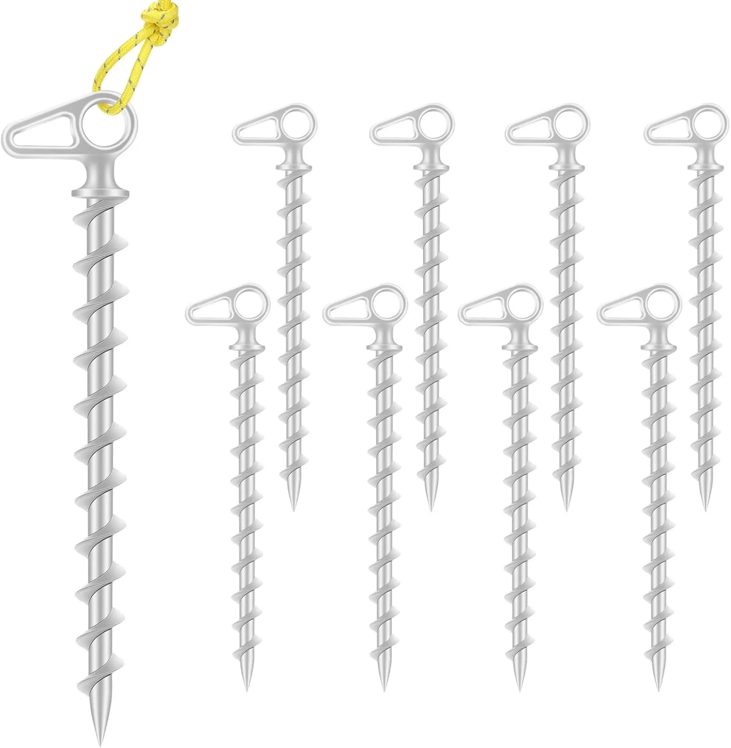 Spiral Tent Stakes Metal Beach Tent Stakes for Sand, 11 Inch Aluminum Tent Pegs Ground Anchors Screw in, Ground Stakes with Storage Bags for Camping, Hiking