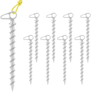 Spiral Tent Stakes Metal Beach Tent Stakes for Sand, 11 Inch Aluminum Tent Pegs Ground Anchors Screw in, Ground Stakes with Storage Bags for Camping, Hiking