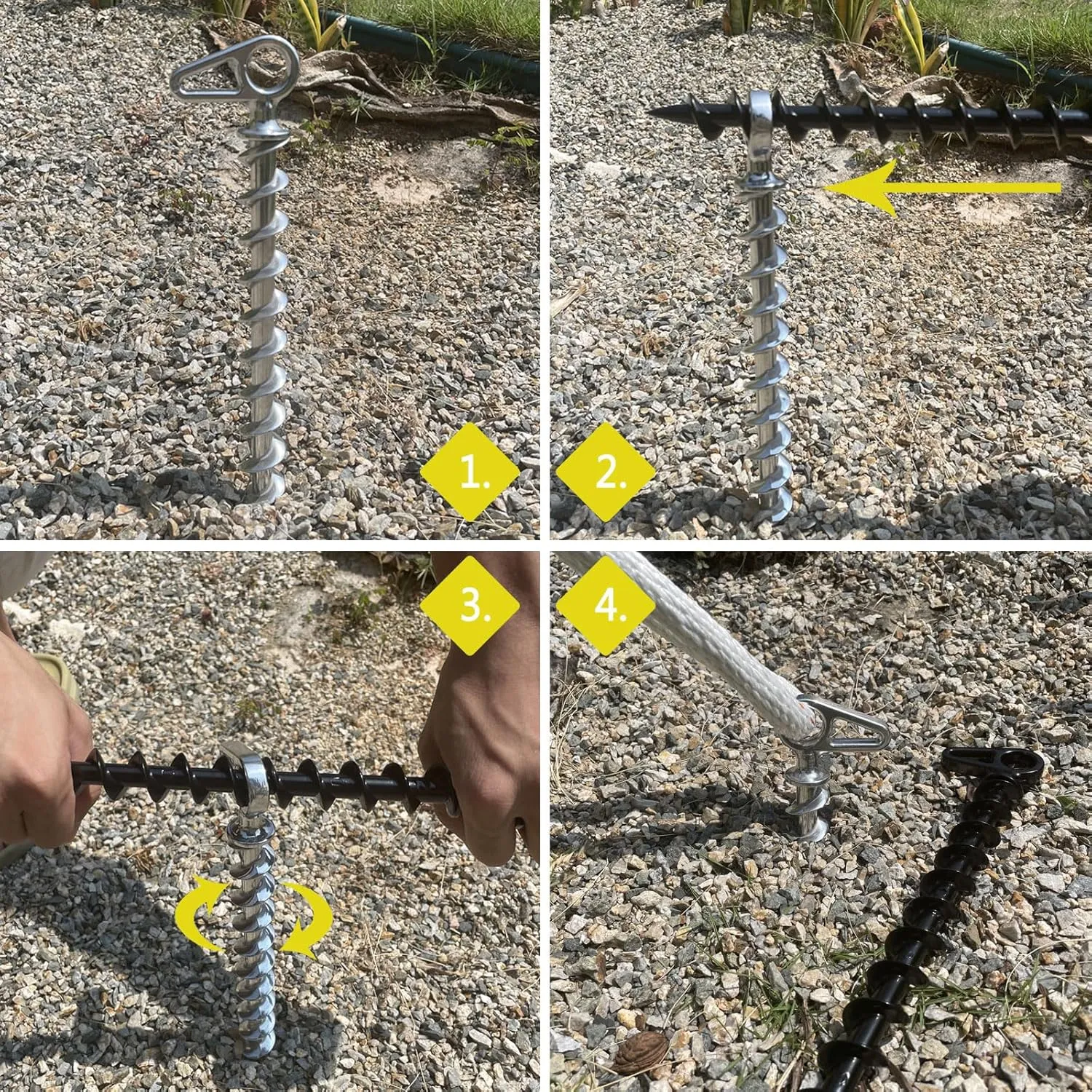 Spiral Tent Stakes Metal Beach Tent Stakes for Sand, 11 Inch Aluminum Tent Pegs Ground Anchors Screw in, Ground Stakes with Storage Bags for Camping, Hiking