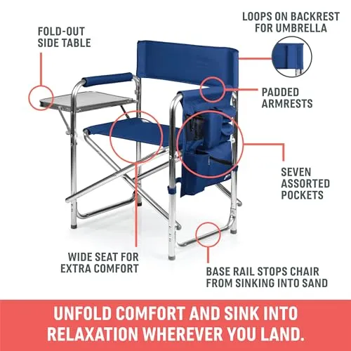 Sports Chair with Side Table,Beach Chair,Camp Chair for Adults, Camping Chair