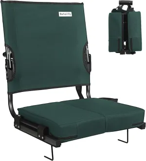 Stadium Seats for Bleachers with Back Support Wide, Portable Bleacher Chairs with Highest Back and Thick Cushion, Folding Padded Stadium Chair for Adults at Sports Events and Concerts (Hunter Green)