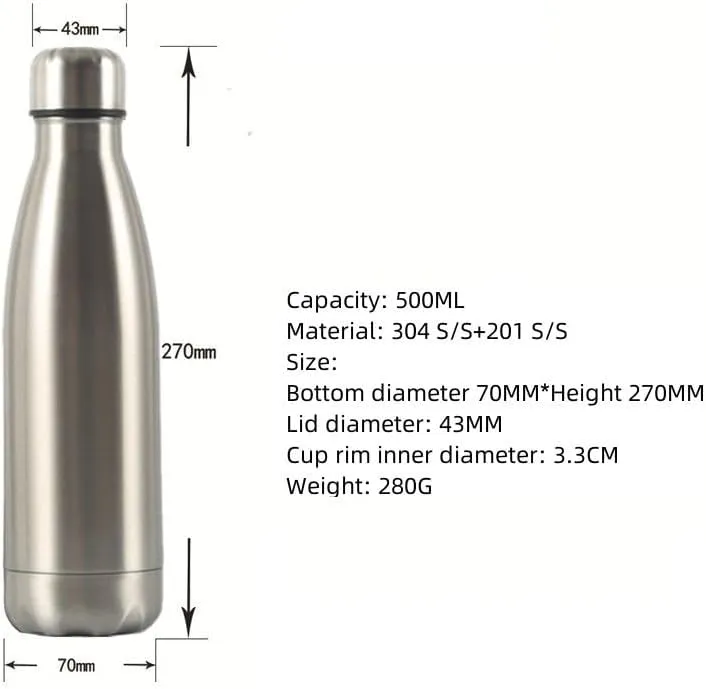 Stainless Steel Kettle 500ML, Double-layer Sports Water Bottle, Suitable For Outdoor Cycling And Camping(Blue)