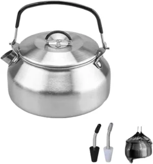 Stainless Steel Kettle Coffee Pot Water Kettle Multipurpose Lightweight Coffee and Tea Kettle Camping Teapot for Picnics, Silver