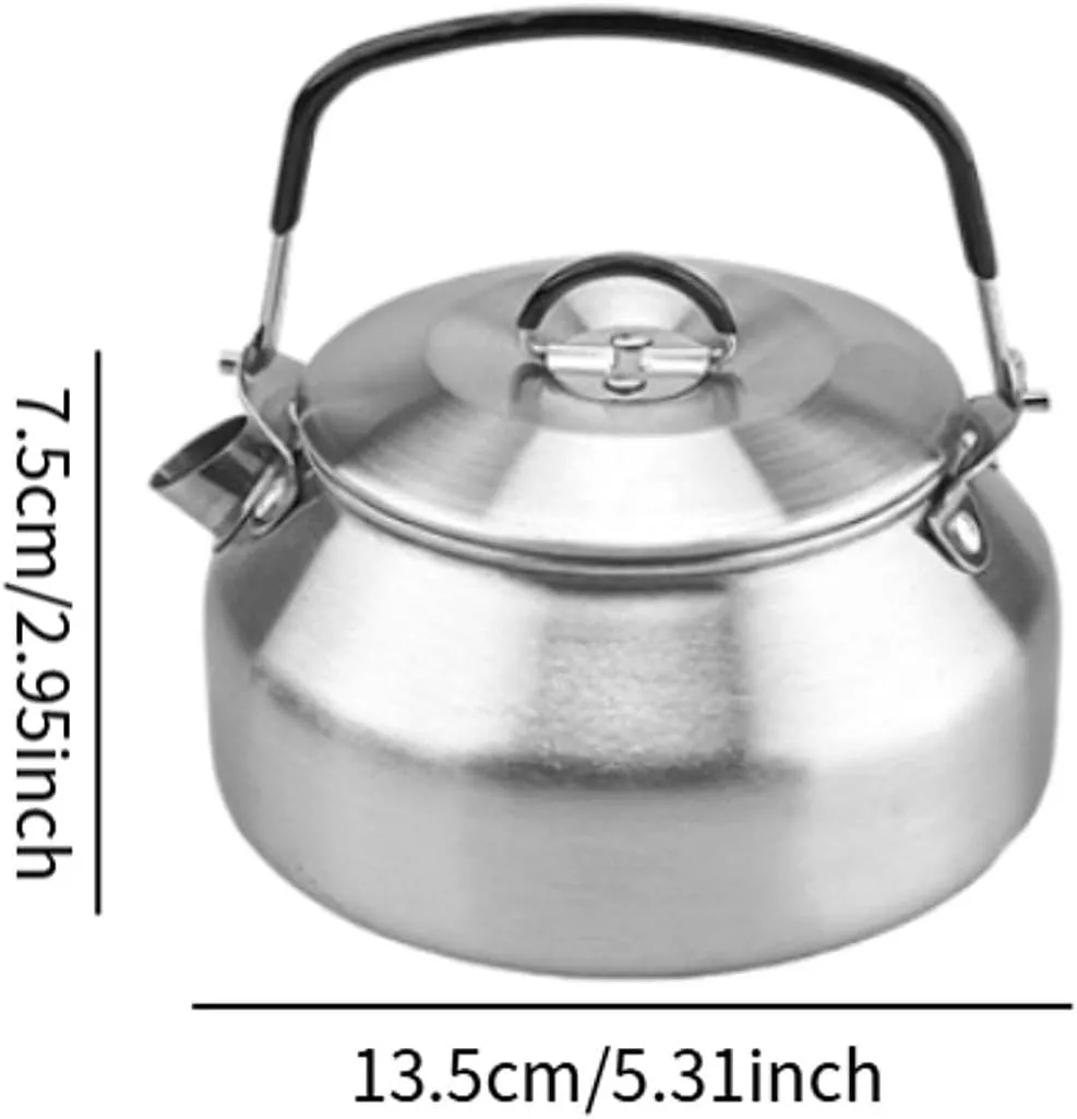 Stainless Steel Kettle Coffee Pot Water Kettle Multipurpose Lightweight Coffee and Tea Kettle Camping Teapot for Picnics, Silver