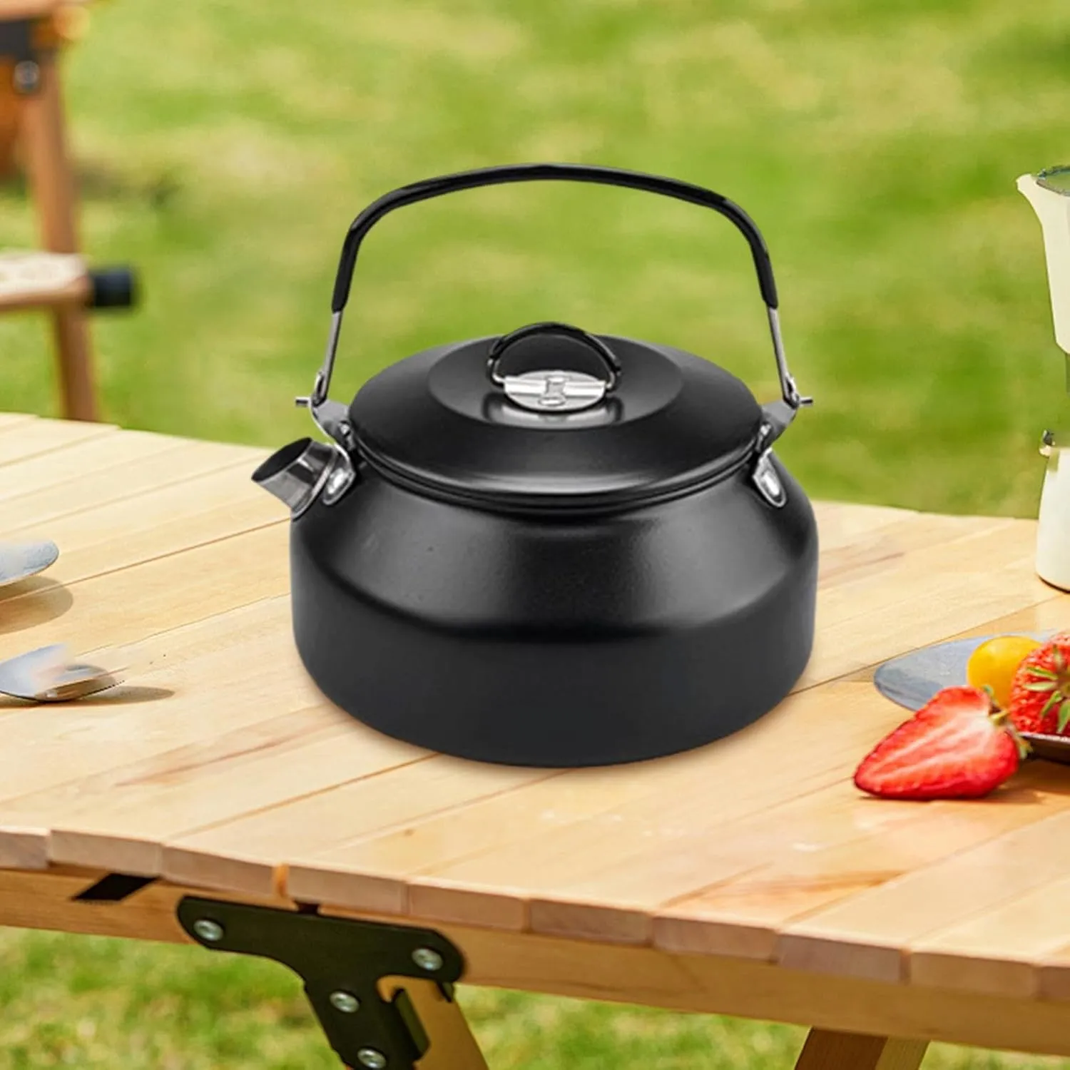 Stainless Steel Kettle, Tea Kettle for Stovetop Teapot, Outdoor Water Kettle Water Boiler with Spout Camping Teapot, Black
