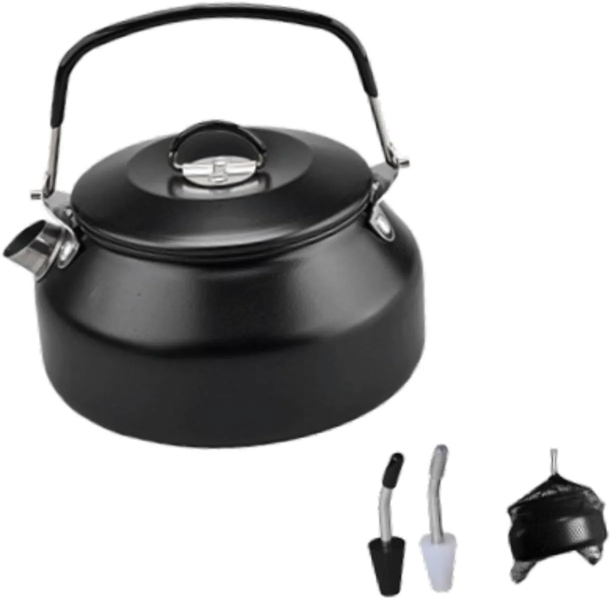 Stainless Steel Kettle, Tea Kettle for Stovetop Teapot, Outdoor Water Kettle Water Boiler with Spout Camping Teapot, Black