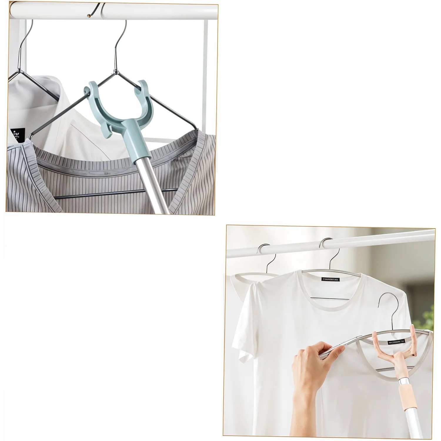 Stainless Steel Telescopic Pole Clothes Hooks Hanger (1 Pc  145 Cm)