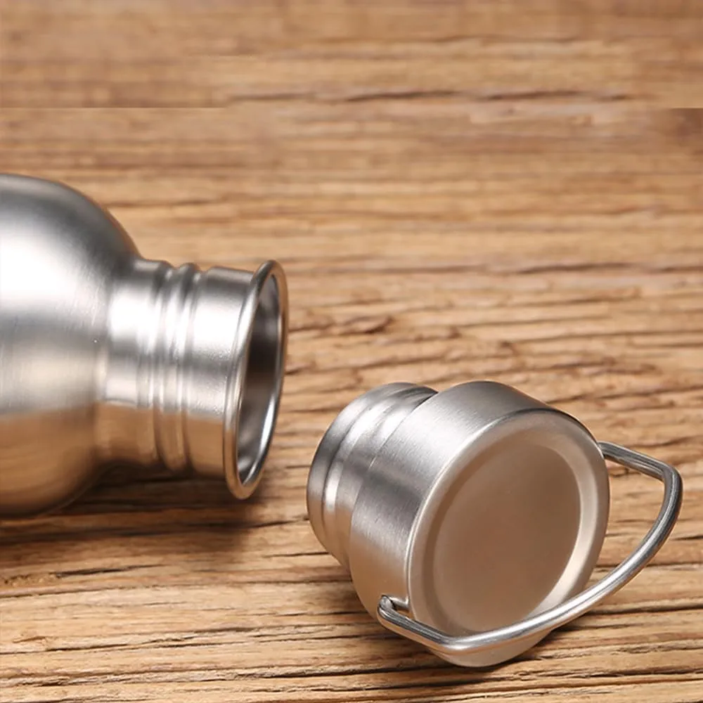 Stainless Steel Water Bottle Single Wall Metal Bottle Large Camping Water Cup with Handle Wide Mouth Leak Proof Lightweight Sports Kettle Cup (68 oz)