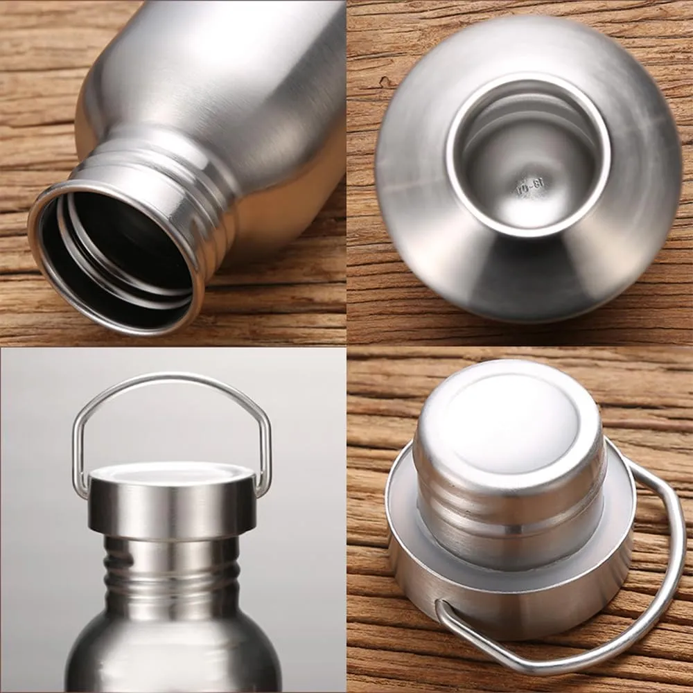 Stainless Steel Water Bottle Single Wall Metal Bottle Large Camping Water Cup with Handle Wide Mouth Leak Proof Lightweight Sports Kettle Cup (68 oz)