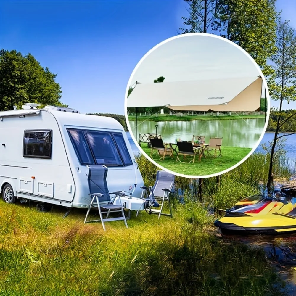 Standard 3×4m RV Outdoor Tent Awning – Portable Camping Canopy with Sun Protection and Rainproof Vinyl Cover