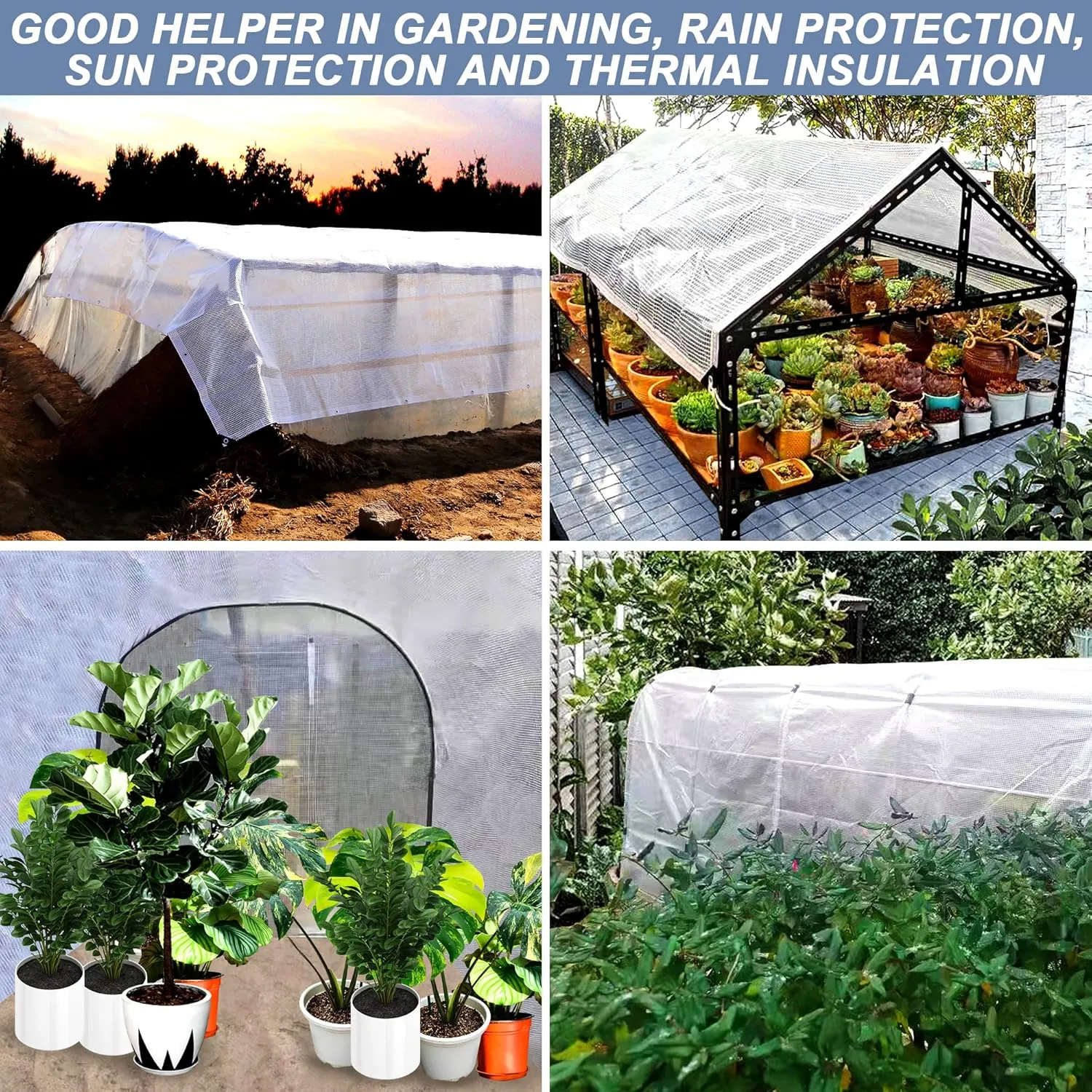STARPYNG-10 Mil Clear/White 12X16 Feet Tarp-Heavy Duty Clear Mesh Tarp-Waterproof Tarp, UV Resistance,Greenhouse, Canopy, Tent, Yard and Outdoor Activities