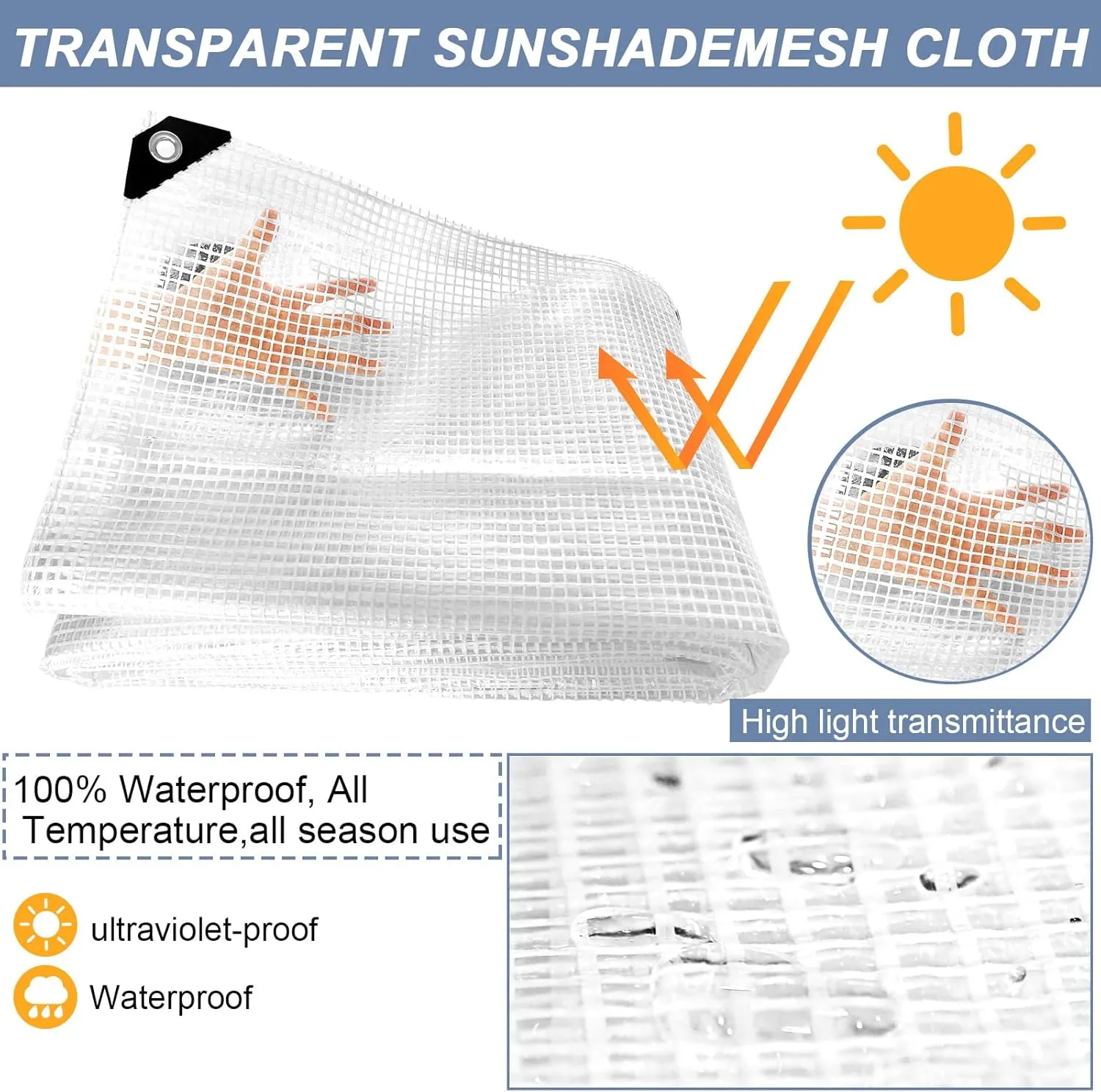 STARPYNG-10 Mil Clear/White 12X16 Feet Tarp-Heavy Duty Clear Mesh Tarp-Waterproof Tarp, UV Resistance,Greenhouse, Canopy, Tent, Yard and Outdoor Activities