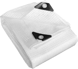 STARPYNG-10 Mil Clear/White 12X16 Feet Tarp-Heavy Duty Clear Mesh Tarp-Waterproof Tarp, UV Resistance,Greenhouse, Canopy, Tent, Yard and Outdoor Activities