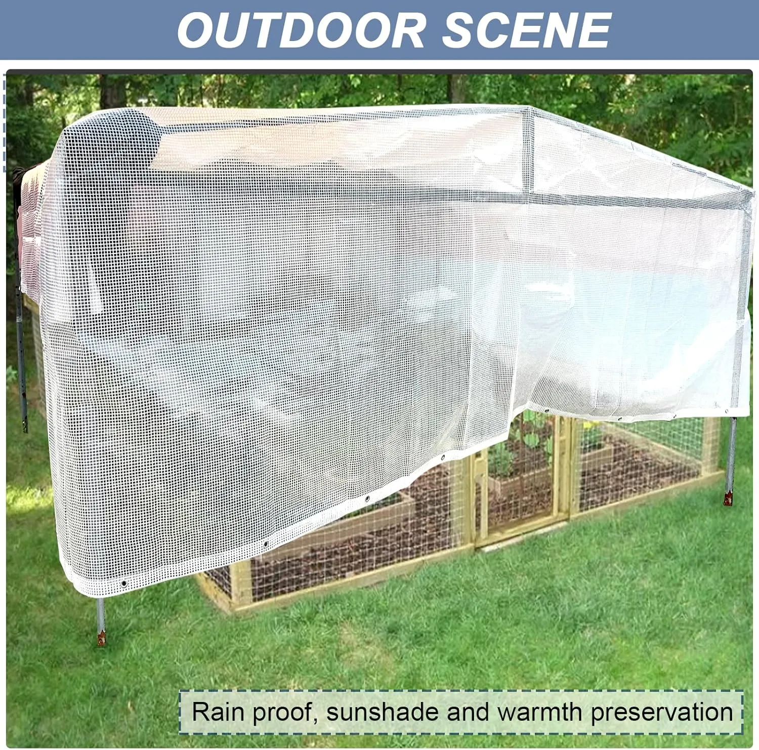 STARPYNG-10 Mil Clear/White 12X16 Feet Tarp-Heavy Duty Clear Mesh Tarp-Waterproof Tarp, UV Resistance,Greenhouse, Canopy, Tent, Yard and Outdoor Activities