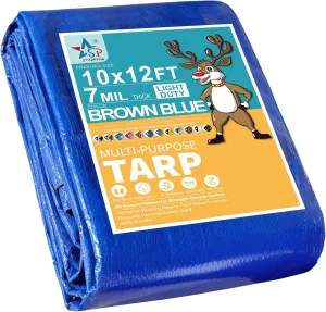 STARPYNG-7 Mil Blue 10x12 Feet Tarp-Multifunctional Blue Waterproof Tarpaulin-Waterproof, UV Resistant, Rip and Tear Resistant, Poly Tarpaulin with Reinforced Edges for Cover