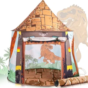 SULIFEEL Kids Play Tent with Mat for Toddler Girls and Boys Ages 1   Years Party Children Foldable Pop Up Tent Birthday Toy for Baby Dinosaur Theme Playhouse Indoor Games
