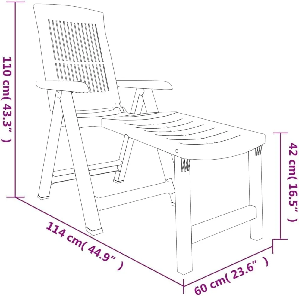 Sun Lounger White Plasticrecliner Camping Chairs Patio Tanning chairSuitable for Garden Courtyard