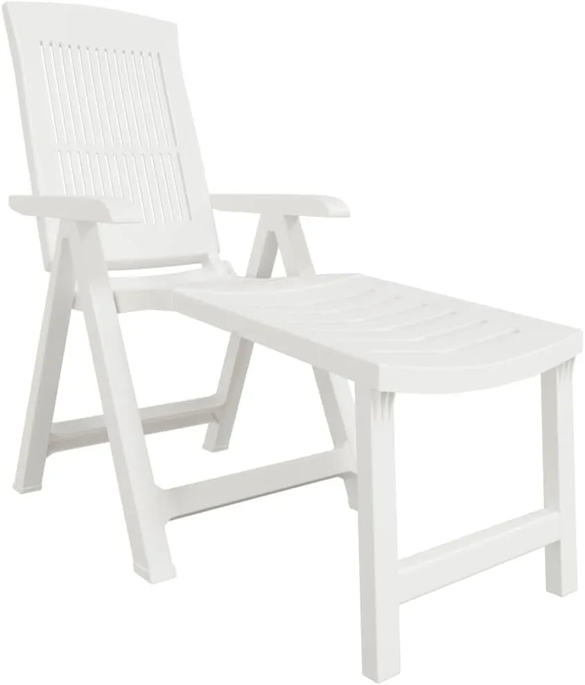 Sun Lounger White Plasticrecliner Camping Chairs Patio Tanning chairSuitable for Garden Courtyard