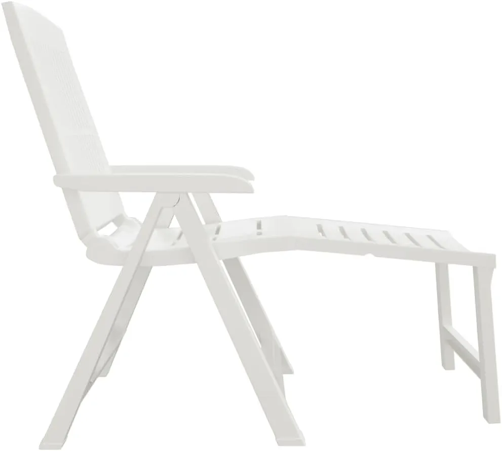 Sun Lounger White Plasticrecliner Camping Chairs Patio Tanning chairSuitable for Garden Courtyard