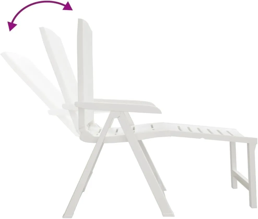 Sun Lounger White Plasticrecliner Camping Chairs Patio Tanning chairSuitable for Garden Courtyard